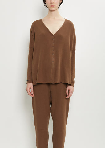 Stretch Jersey Cardigan — Chestnut