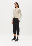 Round Neck Cashmere Silk Cardigan — Ecru