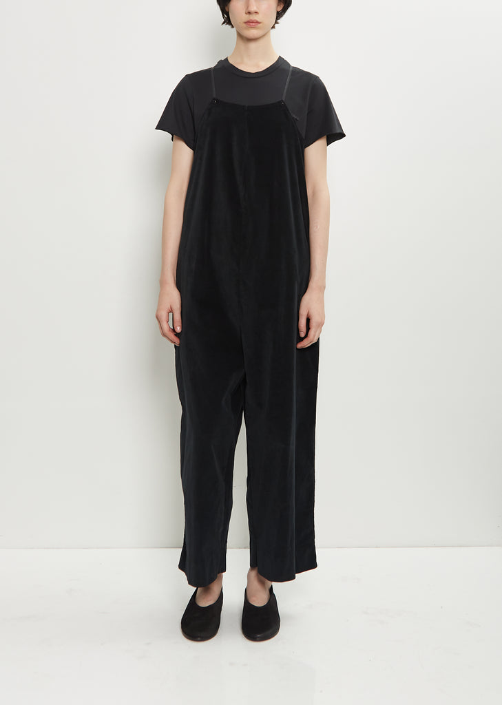 Velvet Salopette Jumpsuit — Black
