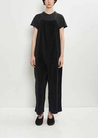 Velvet Salopette Jumpsuit — Black