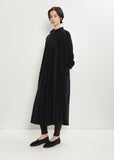 Velvet Long Shirt Dress — Black