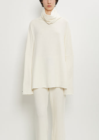 Stretch Jersey Big Big Turtleneck Sweater — Milk