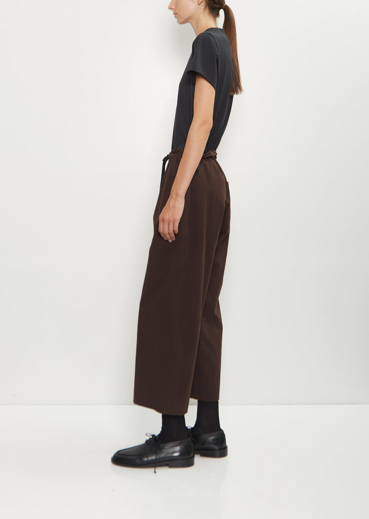 Cotton Straight String Pants — Brown