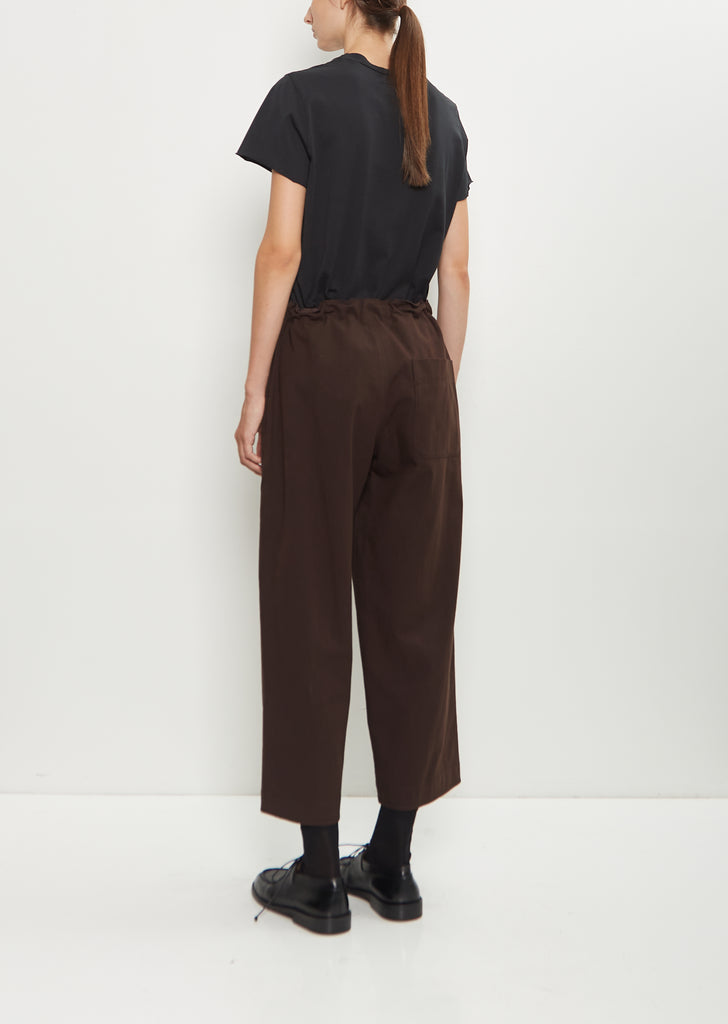 Cotton Straight String Pants — Brown