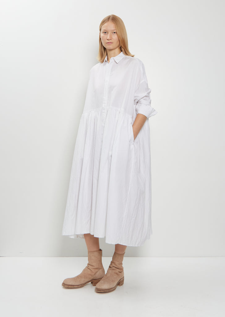Random Pleated Cotton Silk Shirt Dress