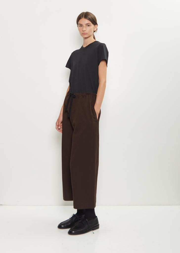 Cotton Straight String Pants — Brown
