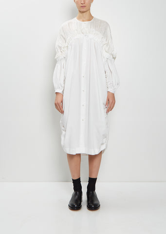 Satin Cotton Ruffle Trim Dress