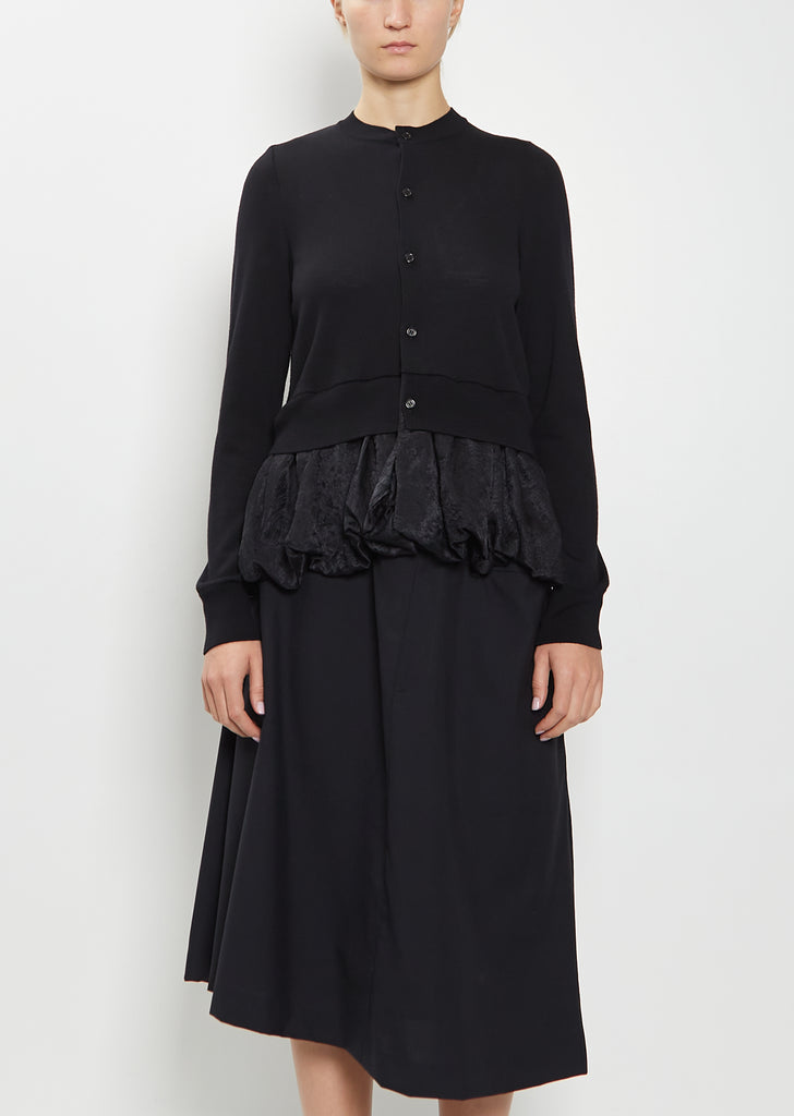 Wool Knit Satin Cardigan