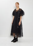 Petal Sleeve Sheer Tulle Biker Dress
