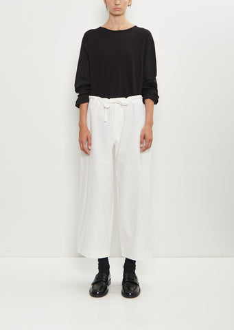 Cotton Straight String Pants — White