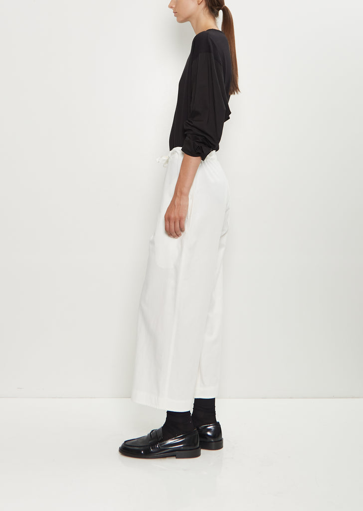 Cotton Straight String Pants — White