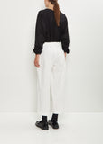 Cotton Straight String Pants — White