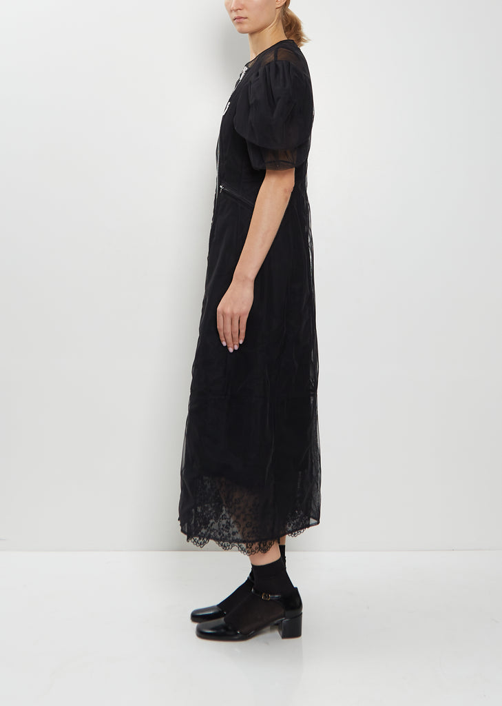 Petal Sleeve Sheer Tulle Biker Dress