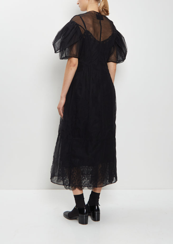 Petal Sleeve Sheer Tulle Biker Dress