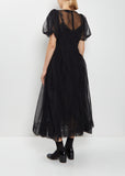 Bow Puff Sleeve Hip Detail Tulle Dress