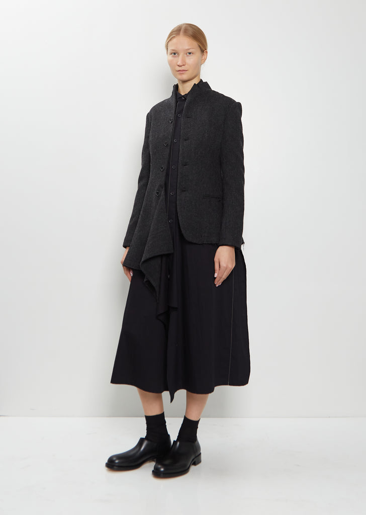 Stand Collar Wool Tweed Jacket