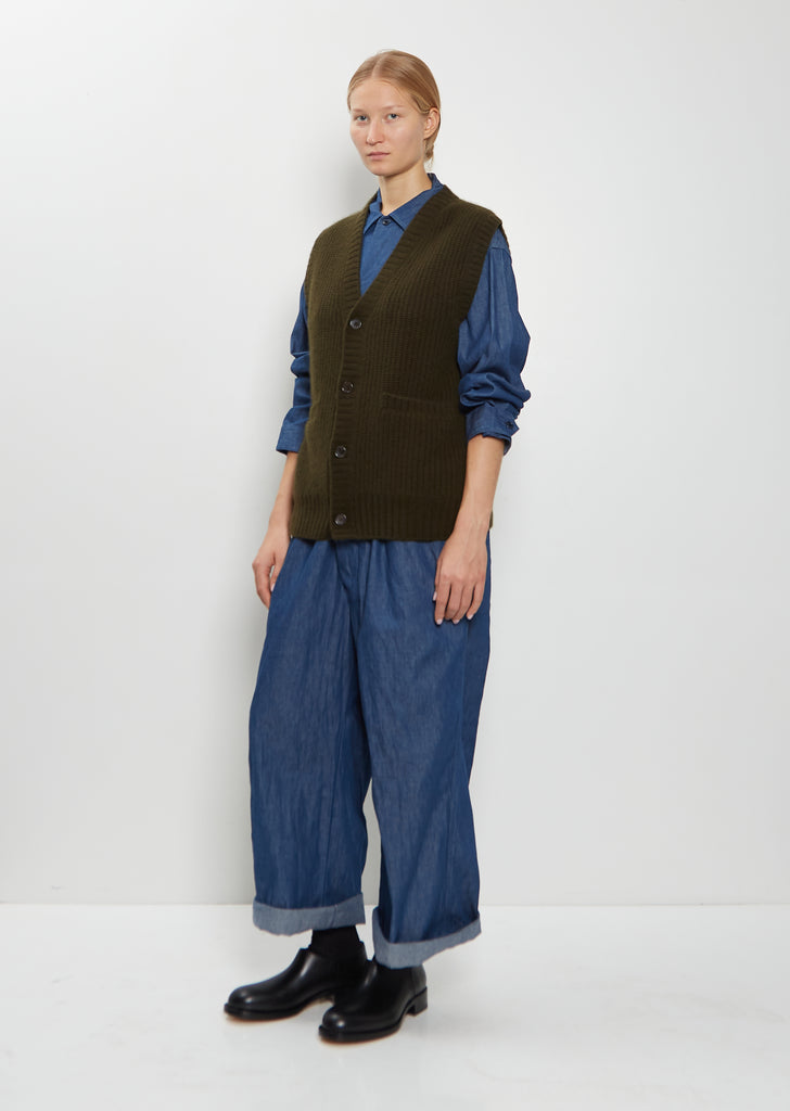 Cashmere Rib Stitch Cardigan Vest
