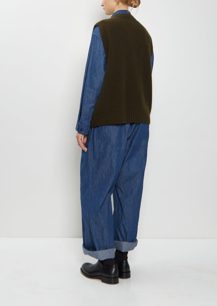 Cashmere Rib Stitch Cardigan Vest
