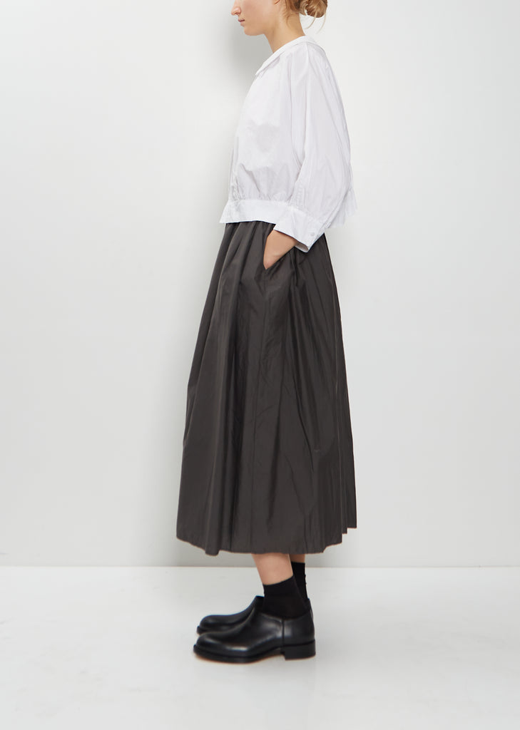 Random Pleated Cotton Silk Skirt — Charcoal Brown