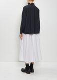 Cotton Ruffle Pintuck Shirt — Black Navy