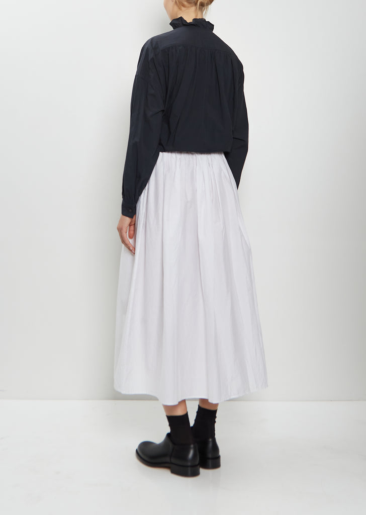 Random Pleated Cotton Silk Skirt — Smoke White