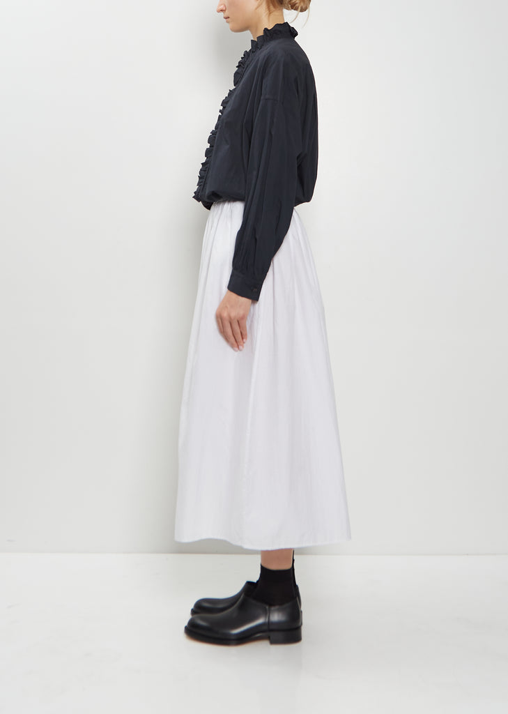 Random Pleated Cotton Silk Skirt — Smoke White