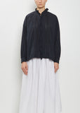Cotton Ruffle Pintuck Shirt — Black Navy
