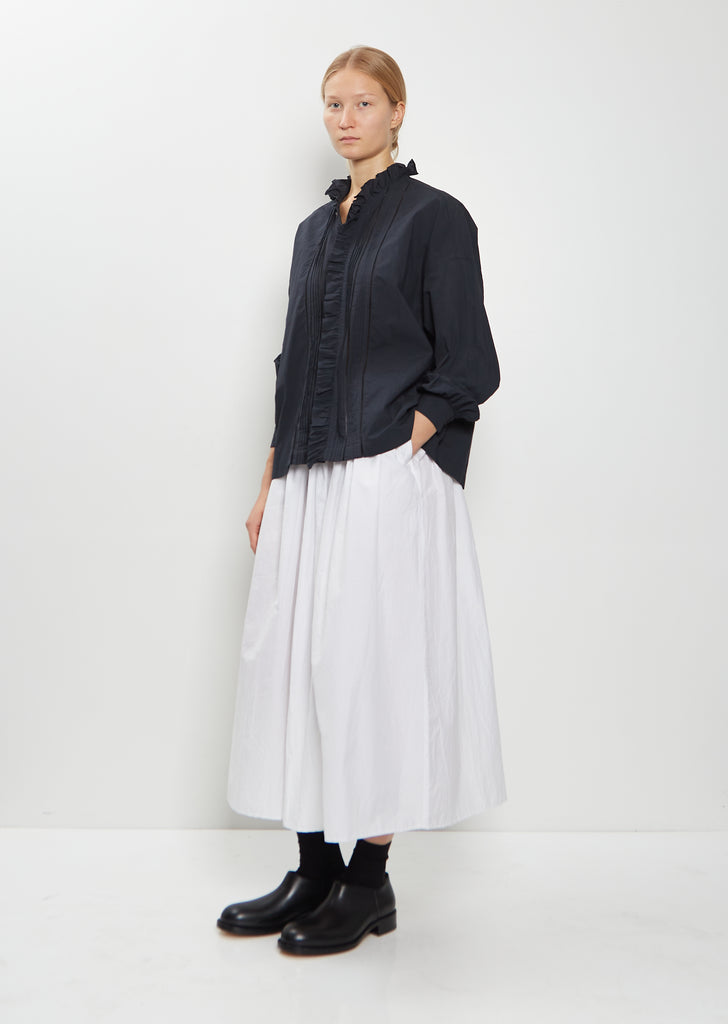 Random Pleated Cotton Silk Skirt — Smoke White
