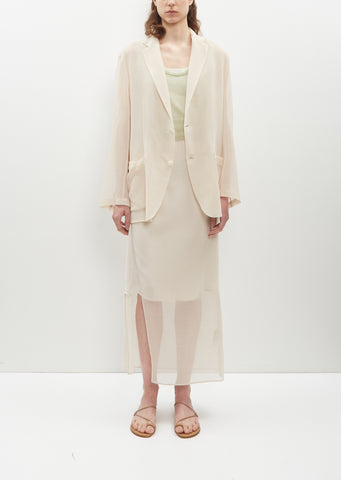 Recycled Wool Blend Leno Sheer Skirt — Ivory