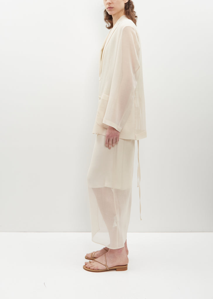 Recycled Wool Blend Leno Sheer Jacket — Ivory