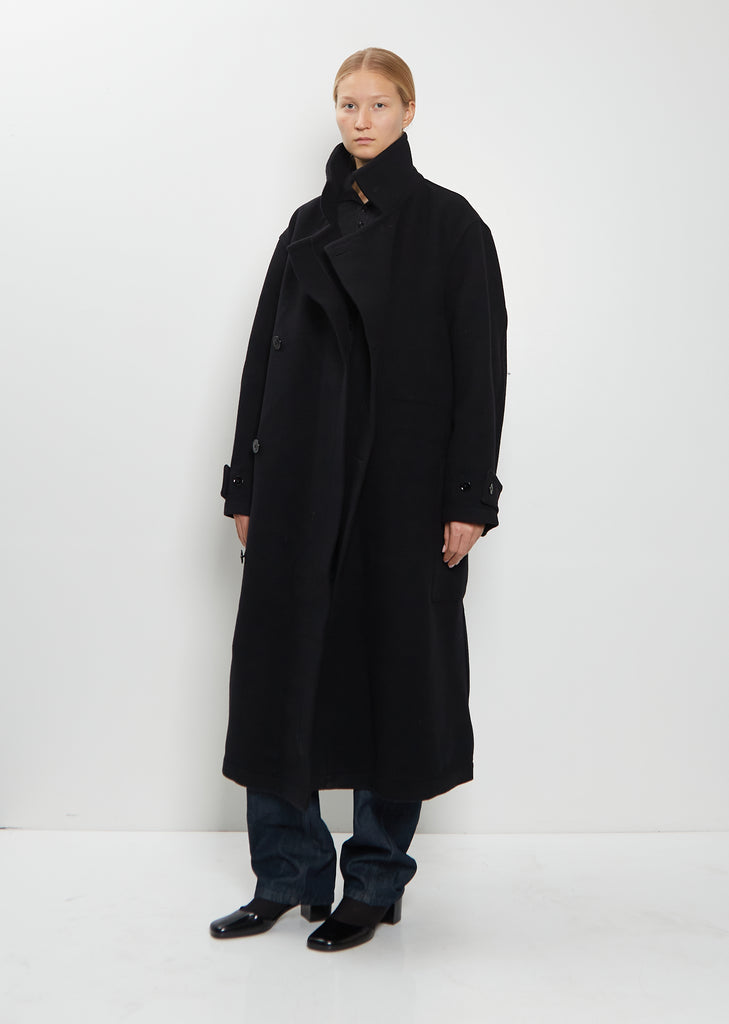 Wrap Wool Coat — Black