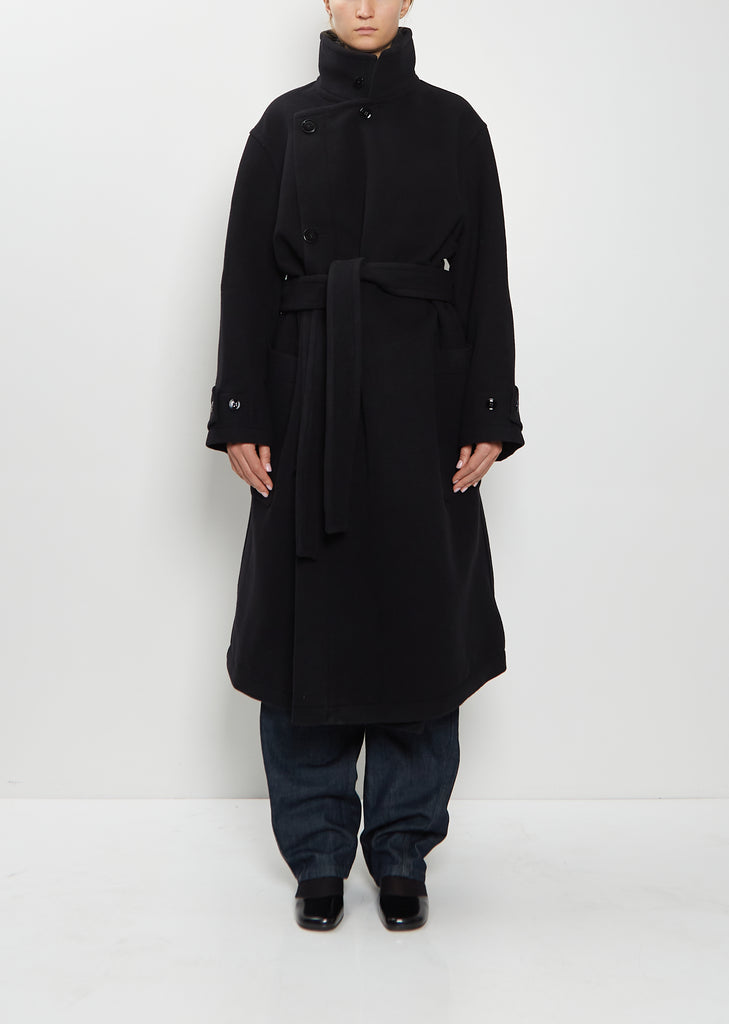 Wrap Wool Coat — Black