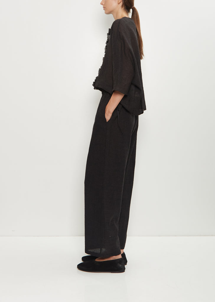 Wool Foulard Drawcord Wide Leg Pant