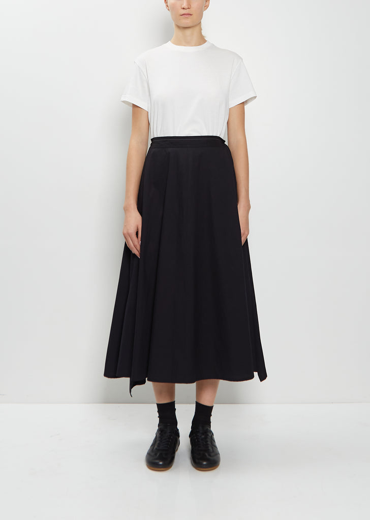 Cotton Left Gathered Flare Skirt