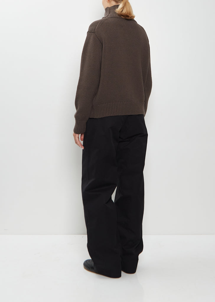 Wool Cotton High Neck Sweater