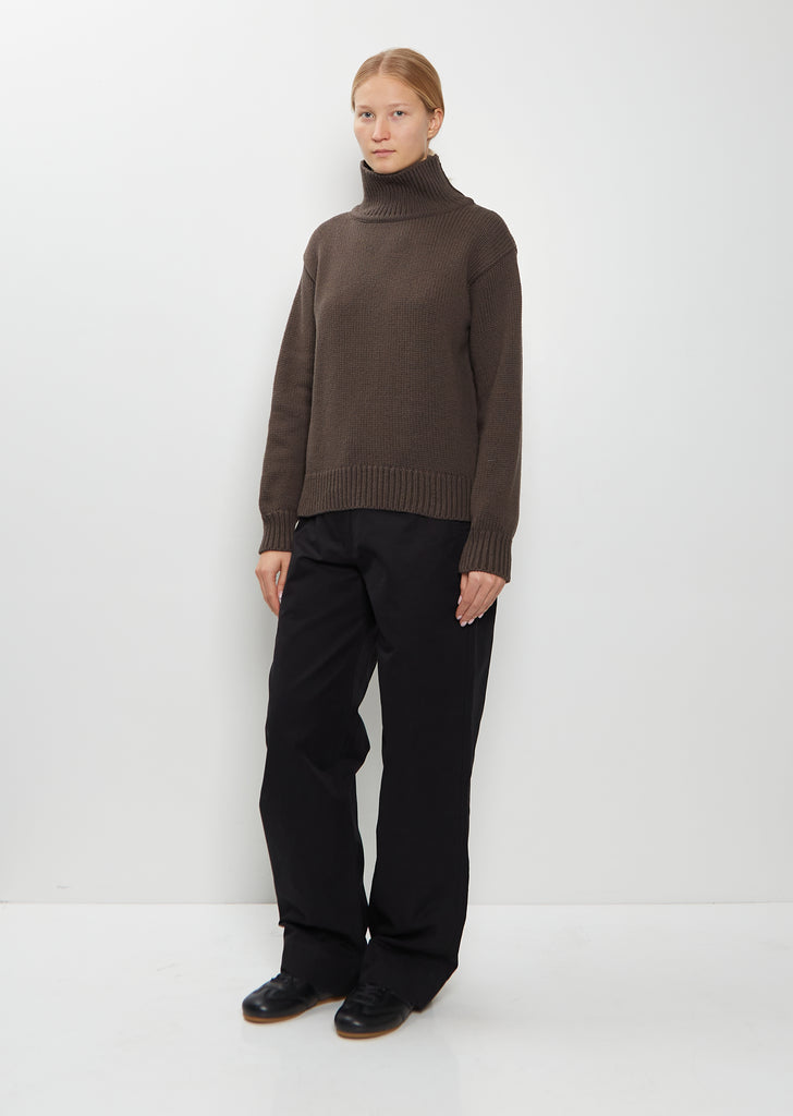 Wool Cotton High Neck Sweater