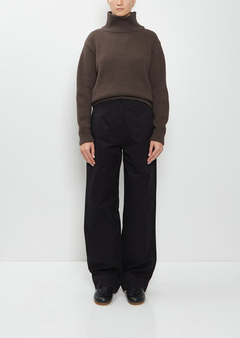 Slant Pocket Cotton Trousers — Black