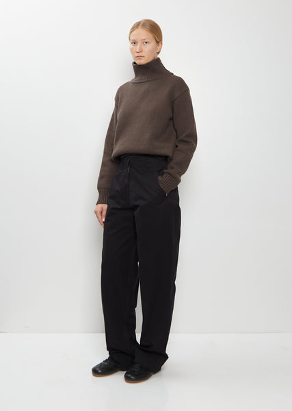 Slant Pocket Cotton Trousers — Black – La Garçonne