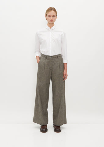 Wide Wool and Linen Farmer Pants — Grey