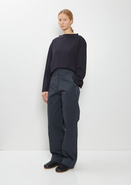 Slant Pocket Cotton Trousers — Petrol – La Garçonne