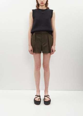 Suiting Belted Shorts — Khaki