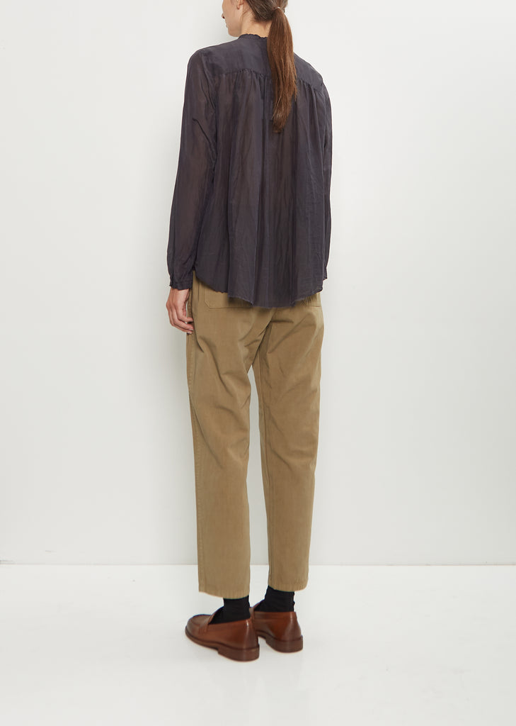 Cotton Silk Lawn Blouse — Navy