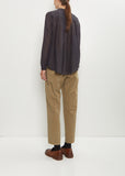 Cotton Silk Lawn Blouse — Navy