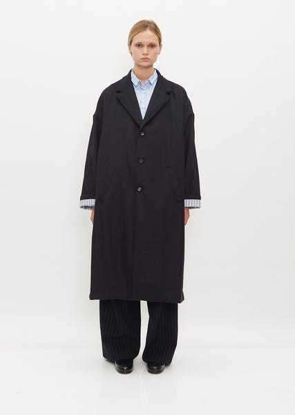 Moon Wool Coat — Navy – La Garçonne