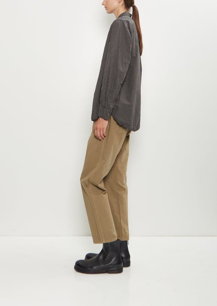 Washed Cotton Mini Checkered Shirt — Black