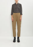 Cotton Grosgrain Tapered Pants — Beige