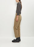 Cotton Grosgrain Tapered Pants — Beige