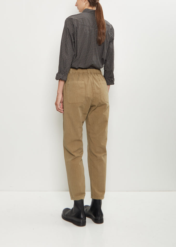 Cotton Grosgrain Tapered Pants — Beige