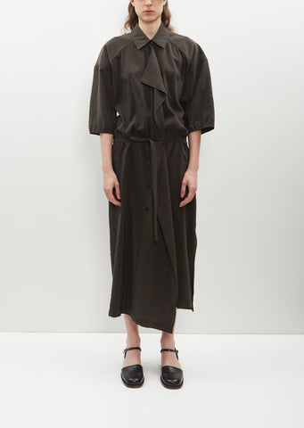 Asymmetrical Shirt Dress — Dark Espresso