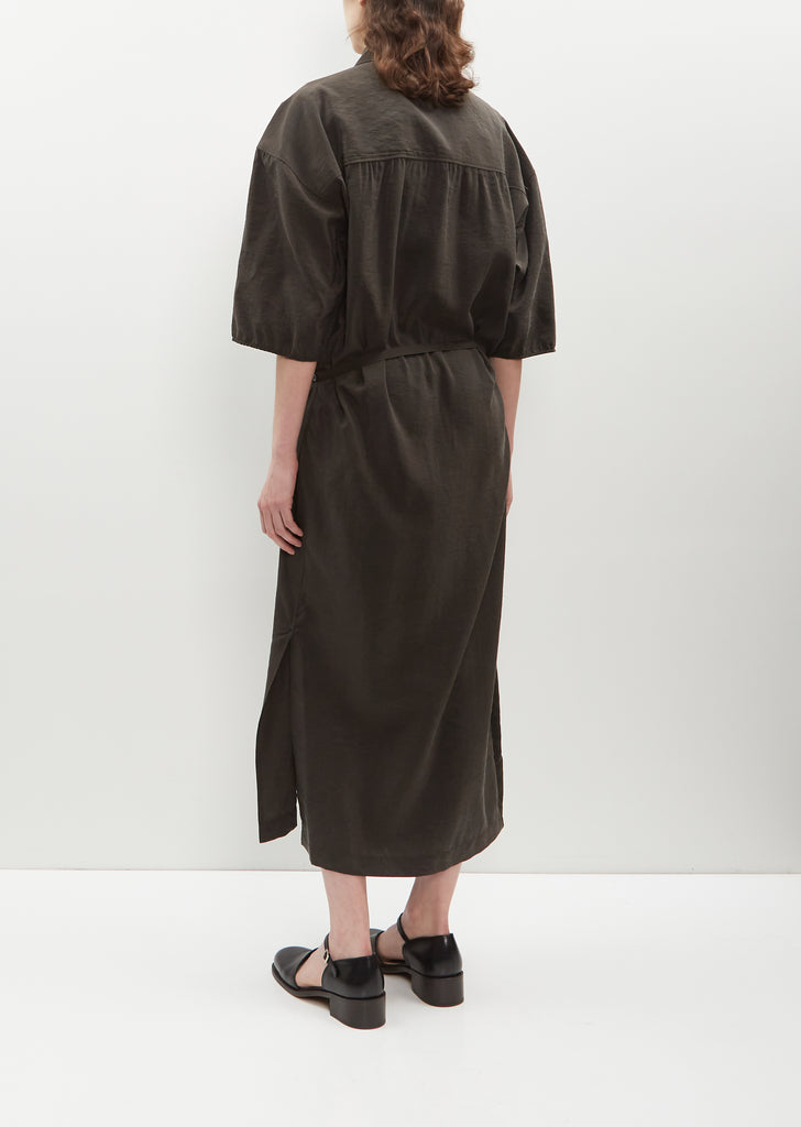 Asymmetrical Shirt Dress — Dark Espresso